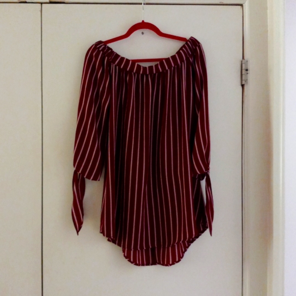 burgundy striped dress size M